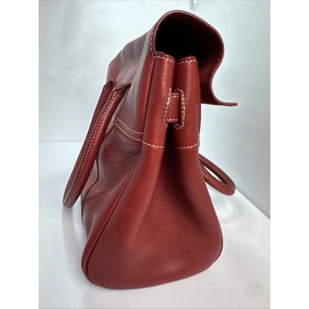 MULBERRY Bayswater Red Leather Tote Bag Turn Lock Handbag Vintage